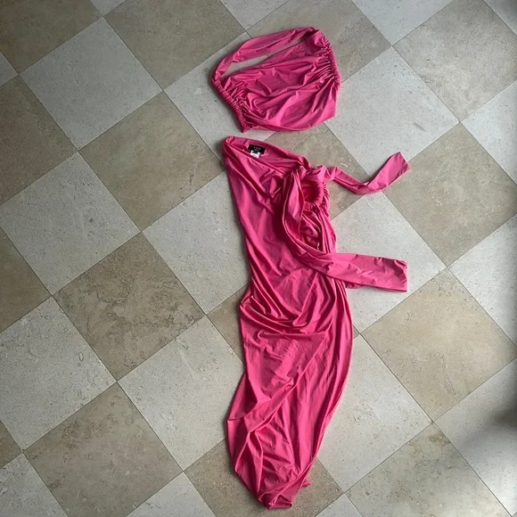 Vici Pink Swim Coverup with Elegant Wrap Design Set - Picture 5 of 6